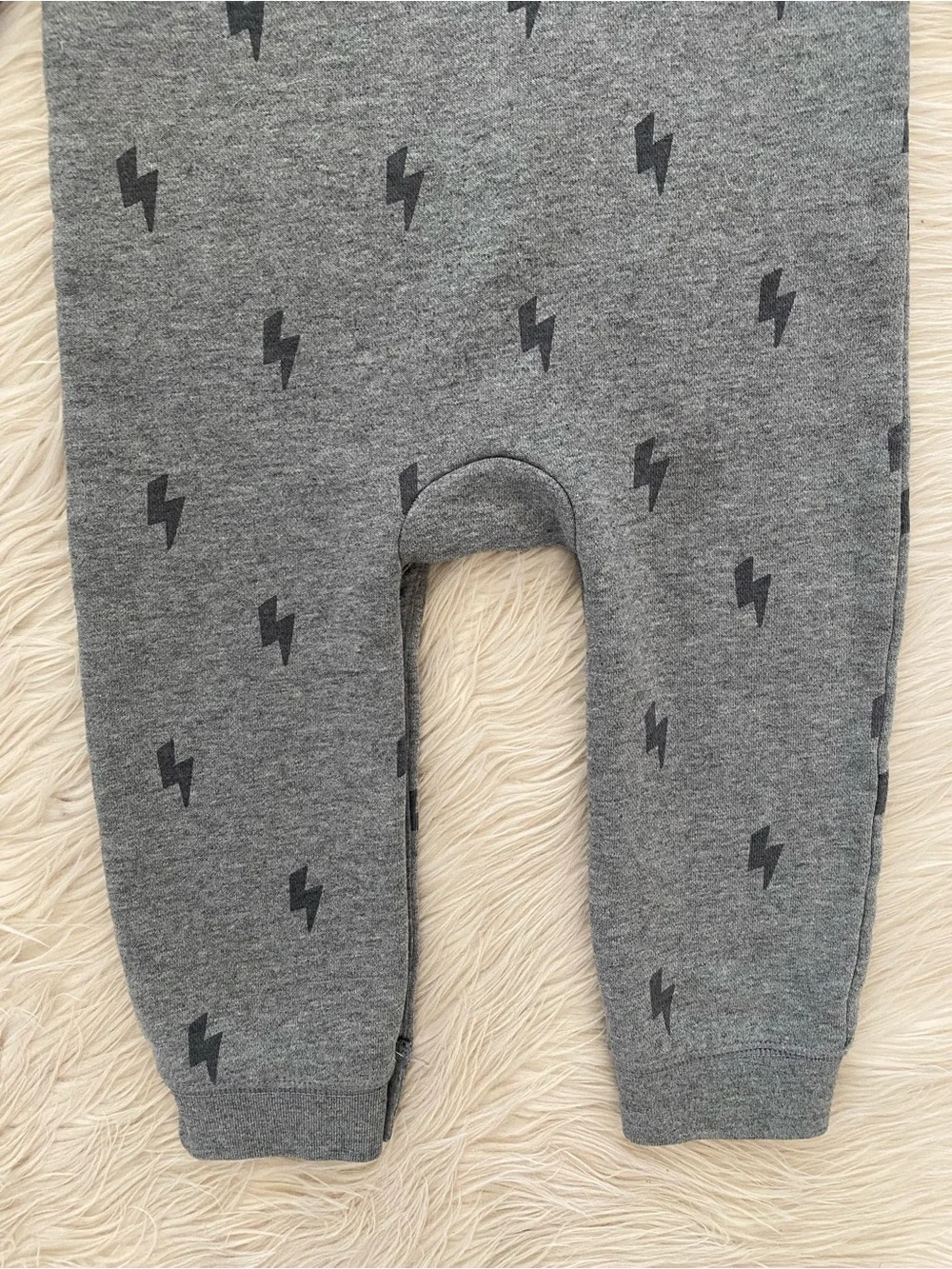 Primary Baby Cozy Fleece Sweatshirt Romper Gray Mini Bolts One Piece 18-24 Month